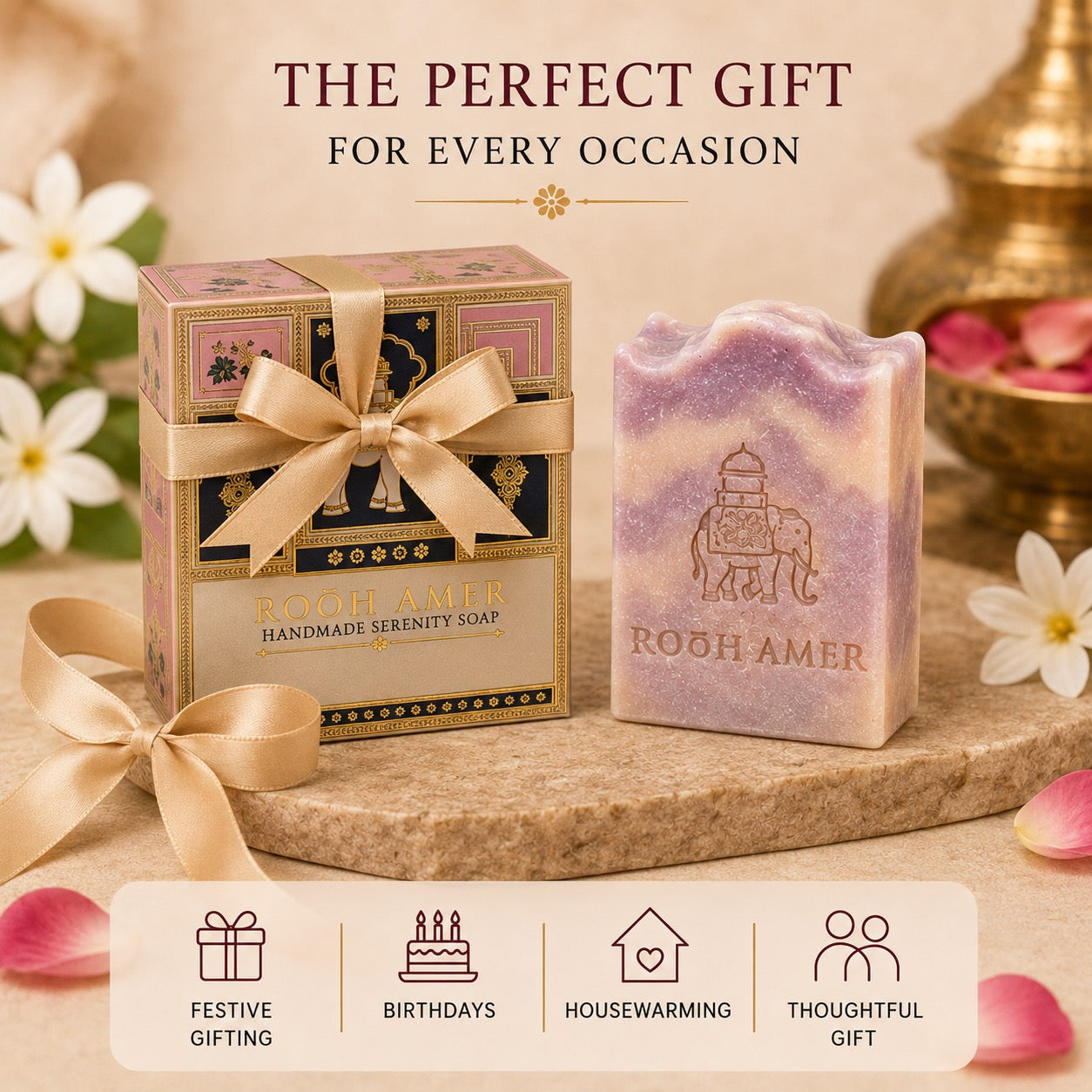Handmade Serenity Soap - 100g | Premium Handcrafted Fine-Fragrance Bathing Bar |Rooh Amer