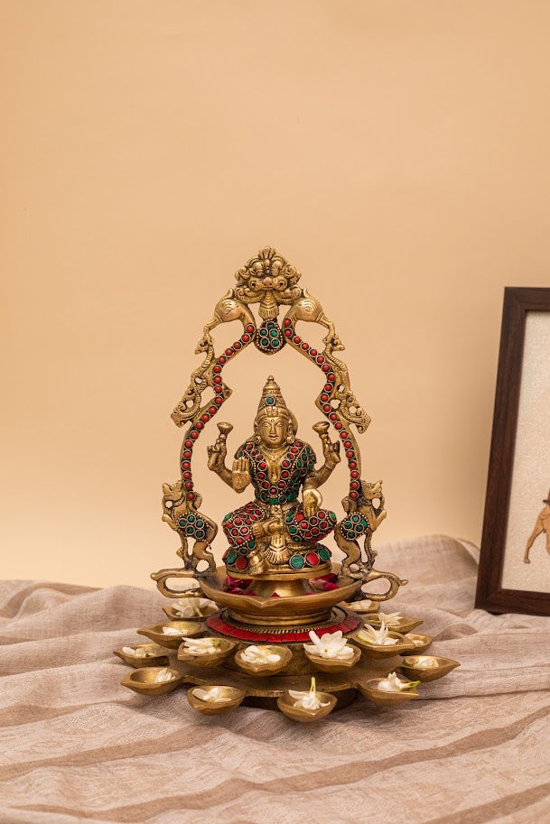 Lakshmi Diya with Stonework