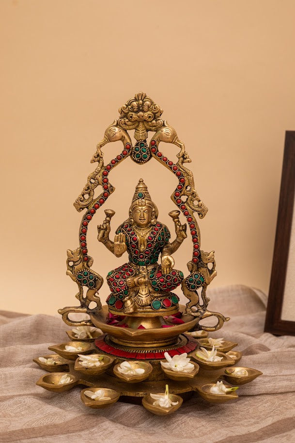 Lakshmi Diya with Stonework