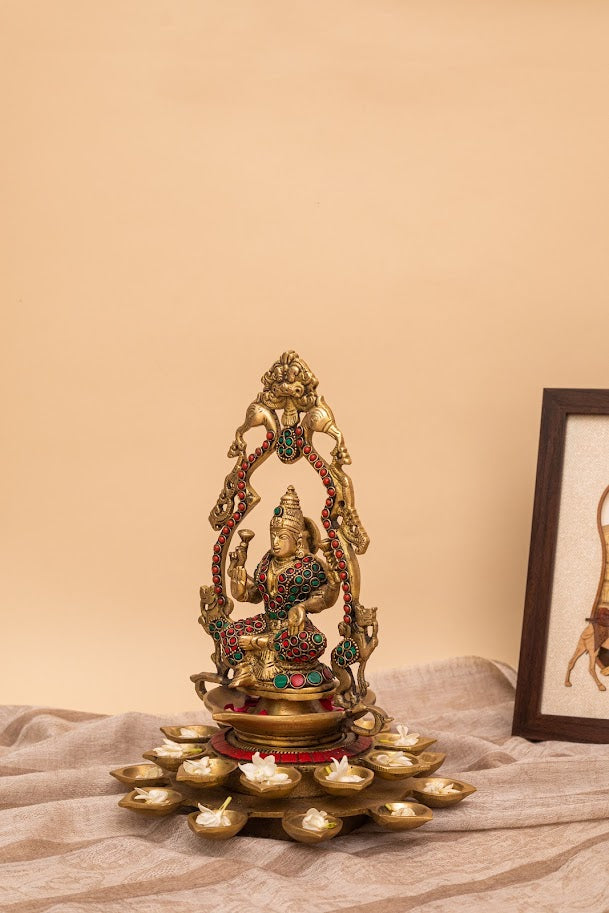 Lakshmi Diya with Stonework
