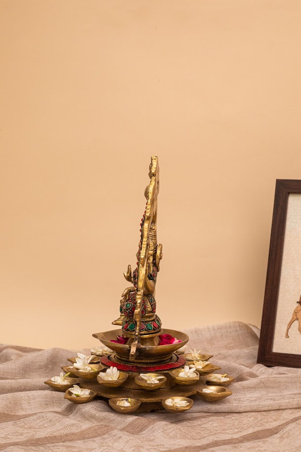 Lakshmi Diya with Stonework