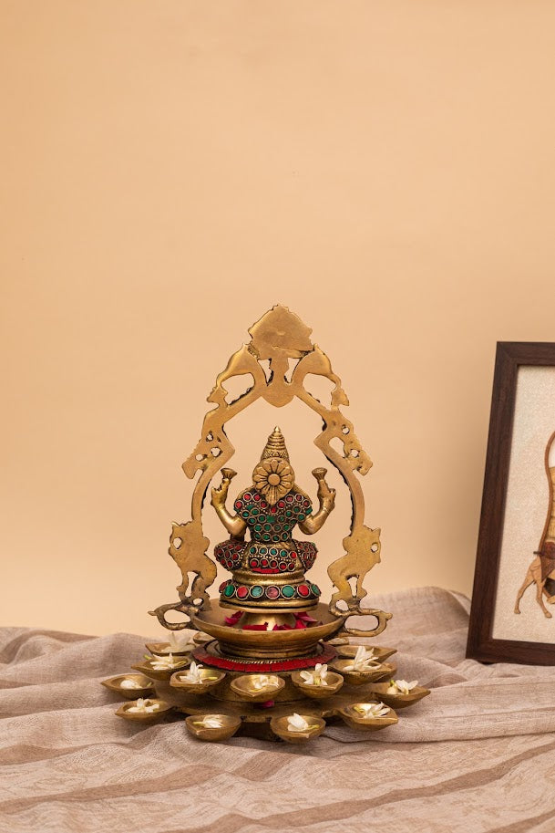 Lakshmi Diya with Stonework