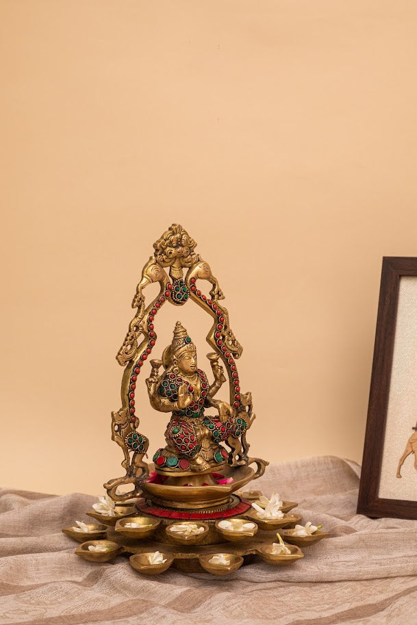 Lakshmi Diya with Stonework