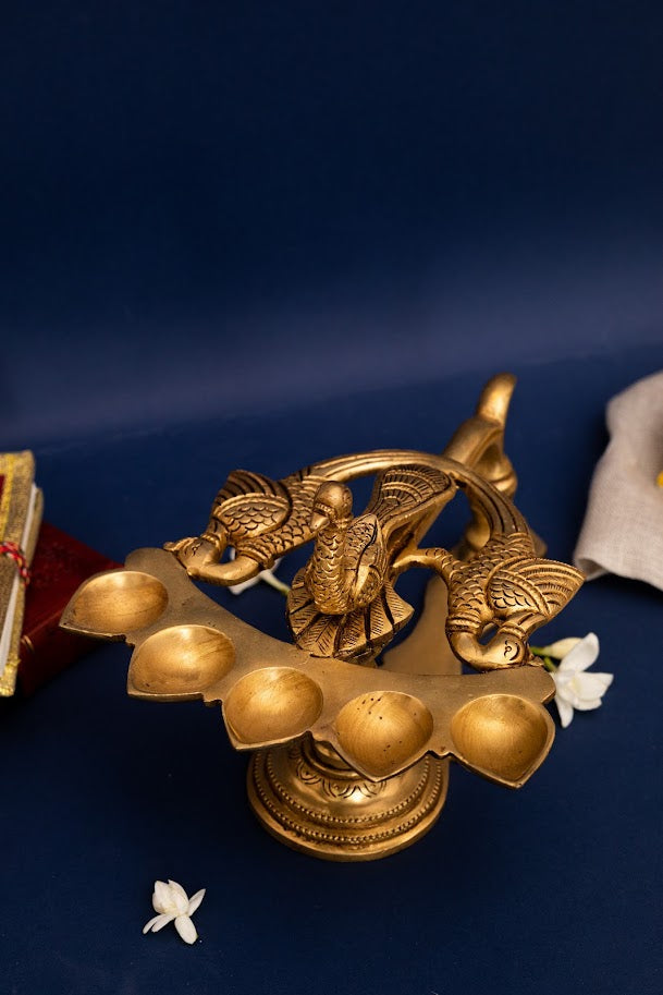 Brass Heavy Panch Arti Diya