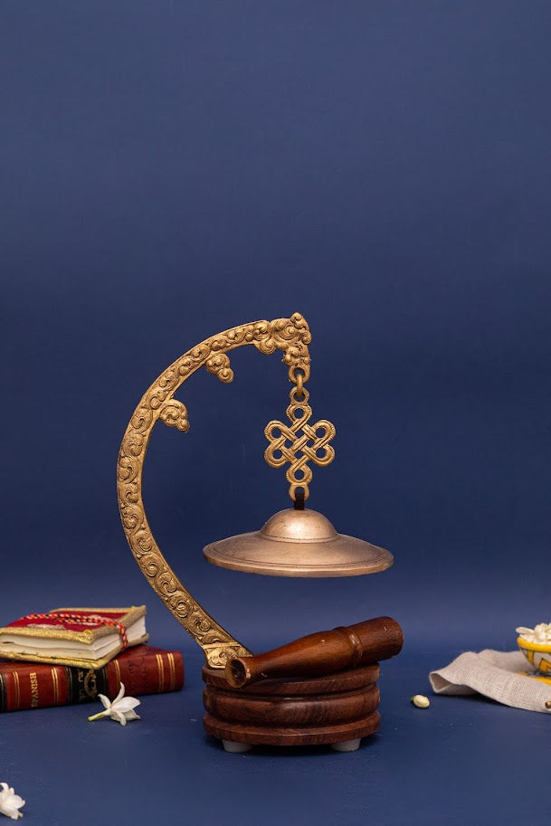 Brass Fine Carved Hanging Gong Stand Bell