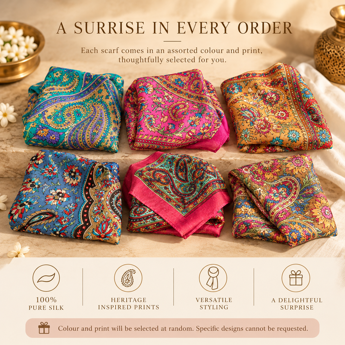 Heritage Silk Scarf – 100% Pure Silk | Rooh Amer