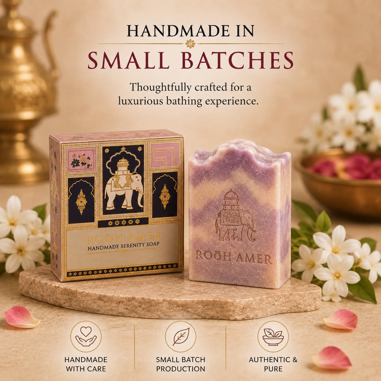 Handmade Serenity Soap - 100g | Premium Handcrafted Fine-Fragrance Bathing Bar |Rooh Amer