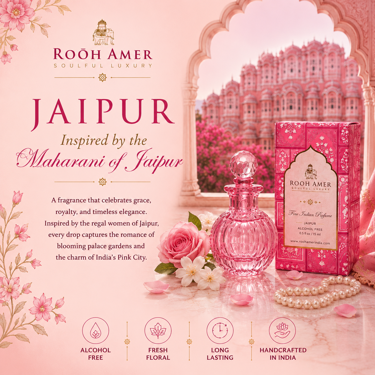Jaipur (Martin) –Fine Indian Perfume - Fresh Floral - 15 ml - Rooh Amer
