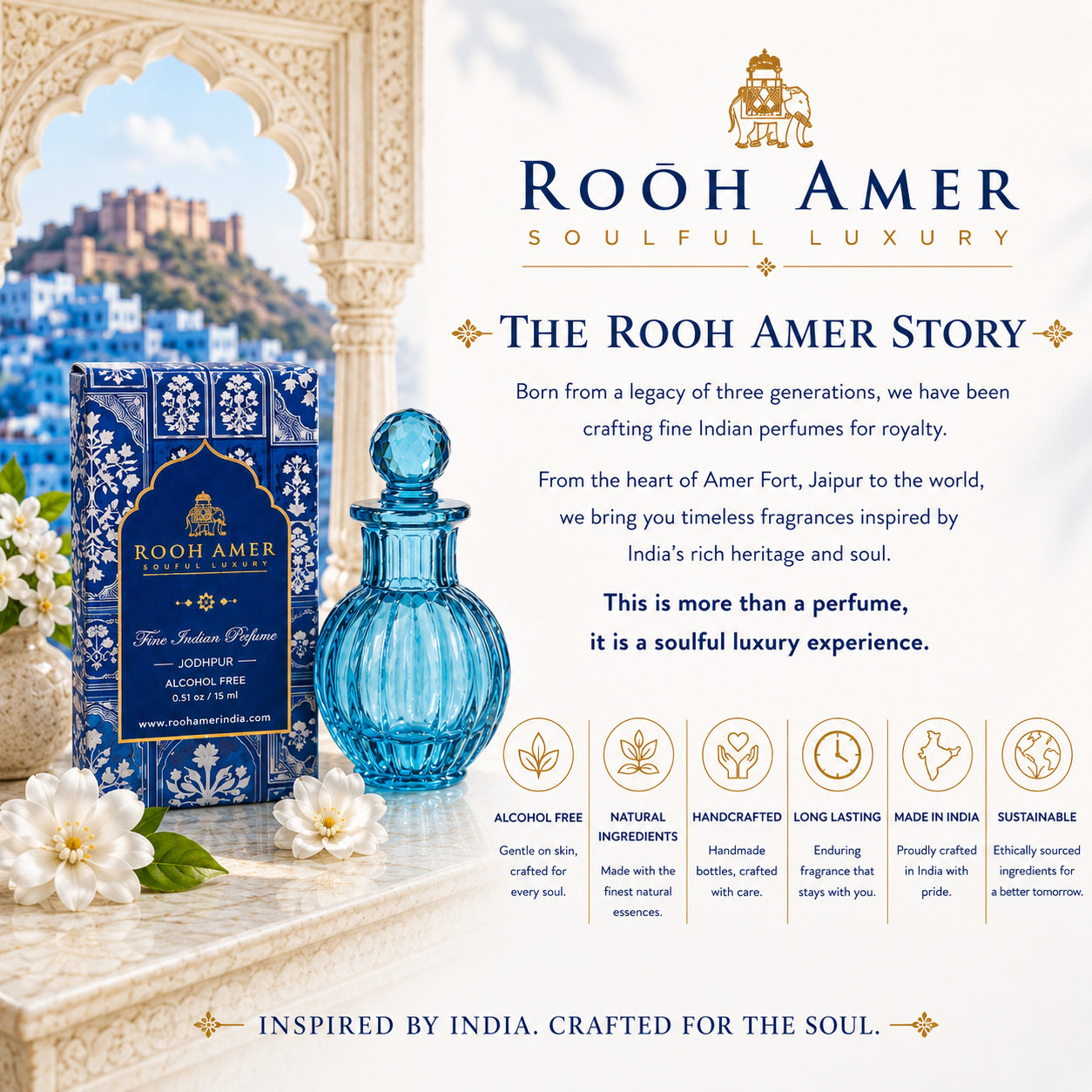 Jodhpur (Adonis) - Fine Indian Perfume - Aquatic - 15 ml -Rooh Amer