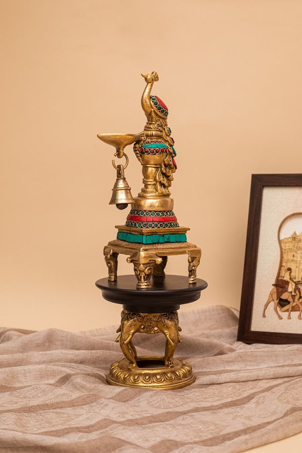 Brass Golden Peacock Diya