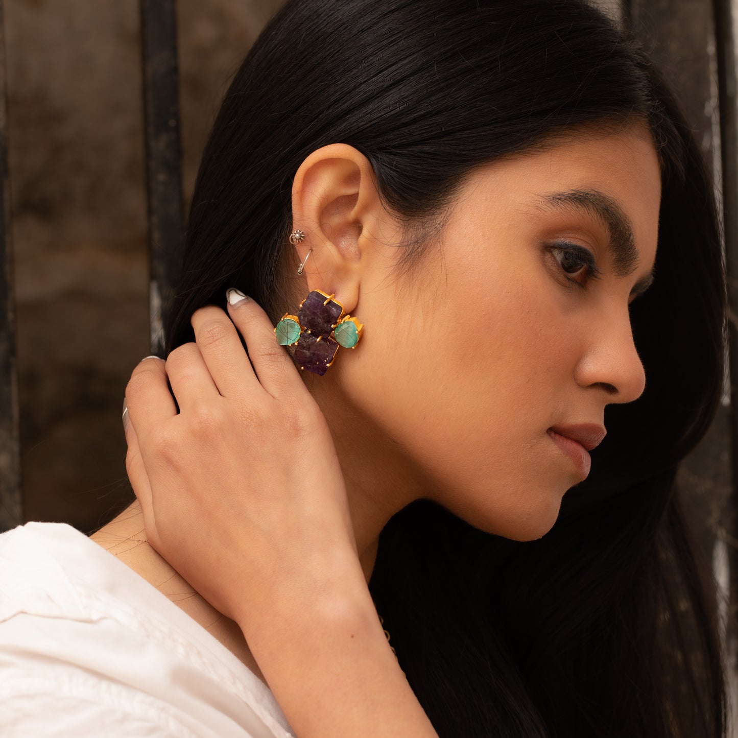 Fariya Multicolor Handcrafted Brass Earrings