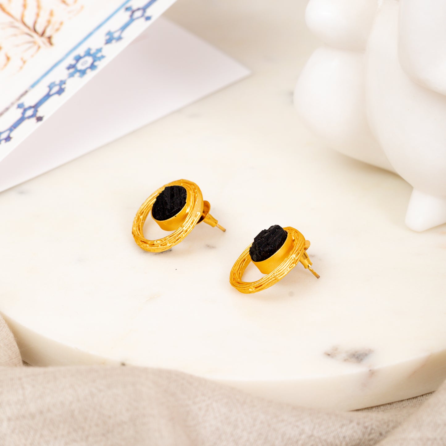 Mahira Black Onyx Stud Earrings