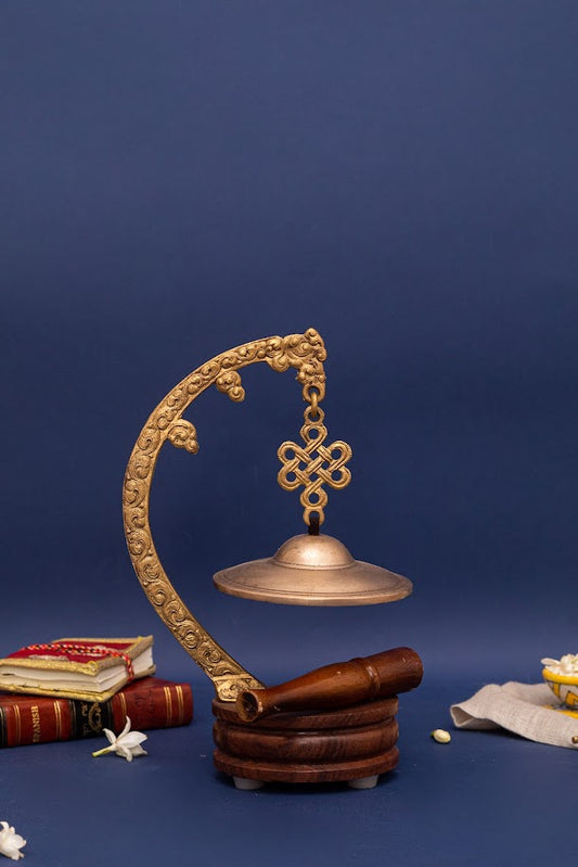 Brass Fine Carved Hanging Gong Stand Bell