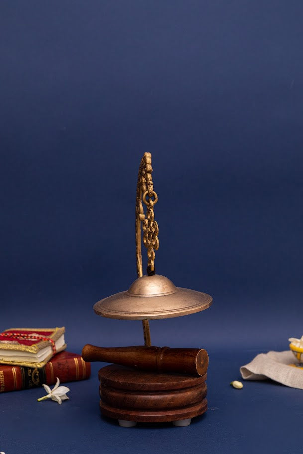 Brass Fine Carved Hanging Gong Stand Bell