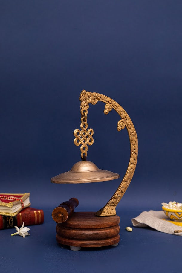 Brass Fine Carved Hanging Gong Stand Bell