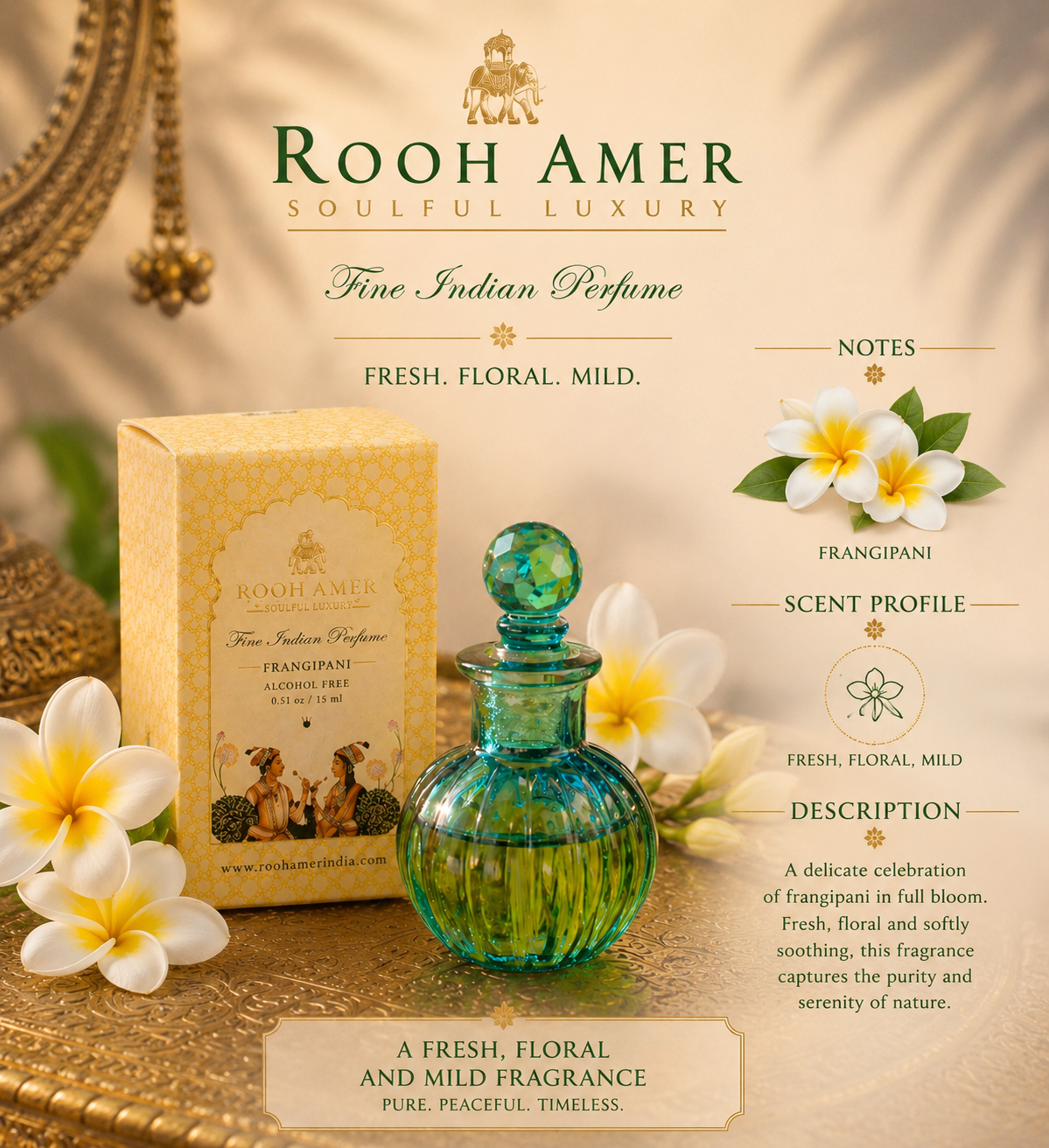 Frangipani - Fine Indian Perfume - 15 ml -Rooh Amer