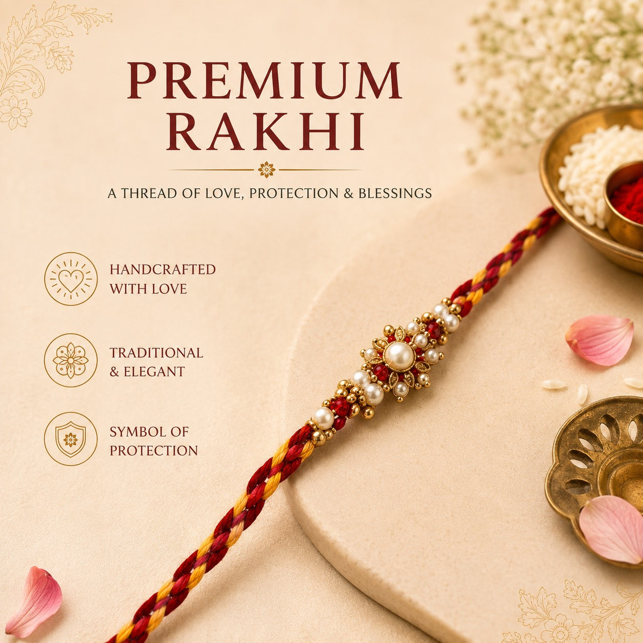 Raksha Bandhan Gift Hamper for Brother — Alcohol-Free Fine Indian Perfume, Premium Rakhi, Roli-Chawal & Greeting Card by Rooh Amer
