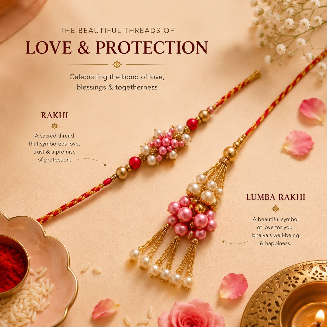 Raksha Bandhan Gift Hamper for Bhaiya Bhabhi — 2 Alcohol-Free Fine Indian Perfumes (15ml Each), Bhaiya-Bhabhi Rakhi & Roli-Chawal | Rooh Amer
