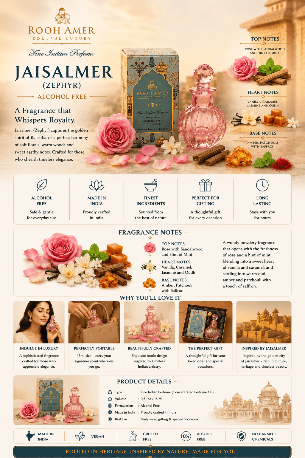 Jaisalmer (Zephyr) - Fine Indian Perfume - 15 ml -Rooh Amer