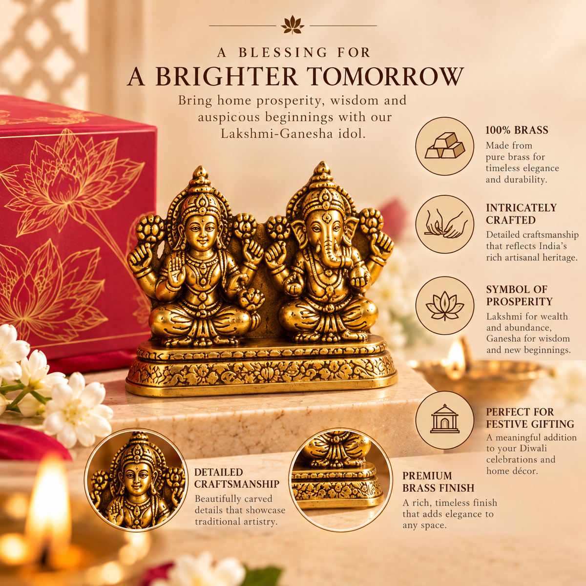 Royal Heritage Diwali Gift Hamper – Fine Indian Perfume, Incense & Brass Décor | Rooh Amer