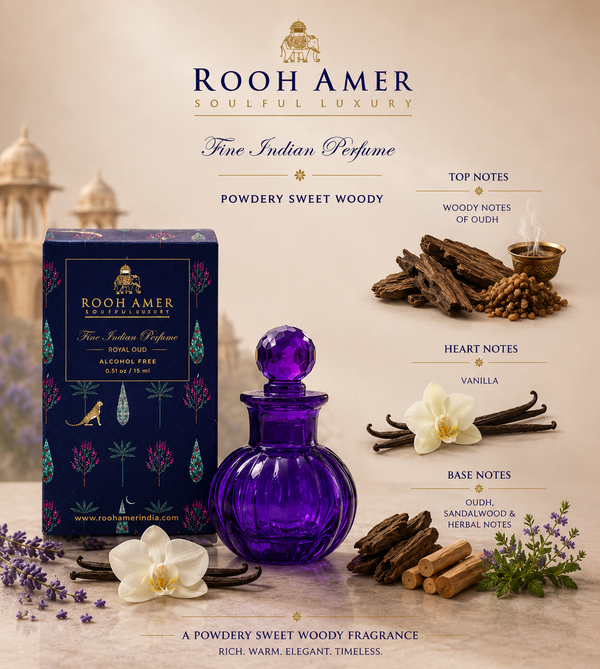 Royal oud - Fine Indian Perfume - 15 ml -Rooh Amer