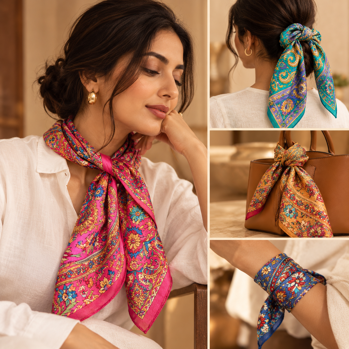 Heritage Silk Scarf – 100% Pure Silk | Rooh Amer