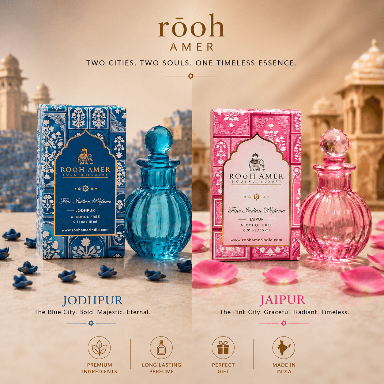 Rooh Amer Jodhpur & Jaipur Fine Indian Perfume Duo