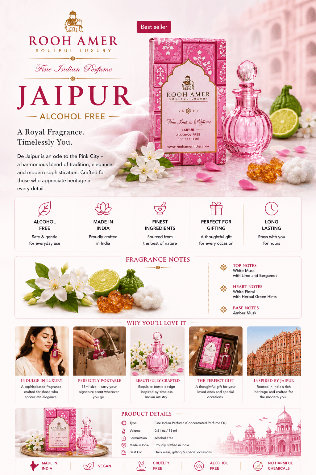 Jaipur - Fine Indian Perfume - 15 ml -Rooh Amer