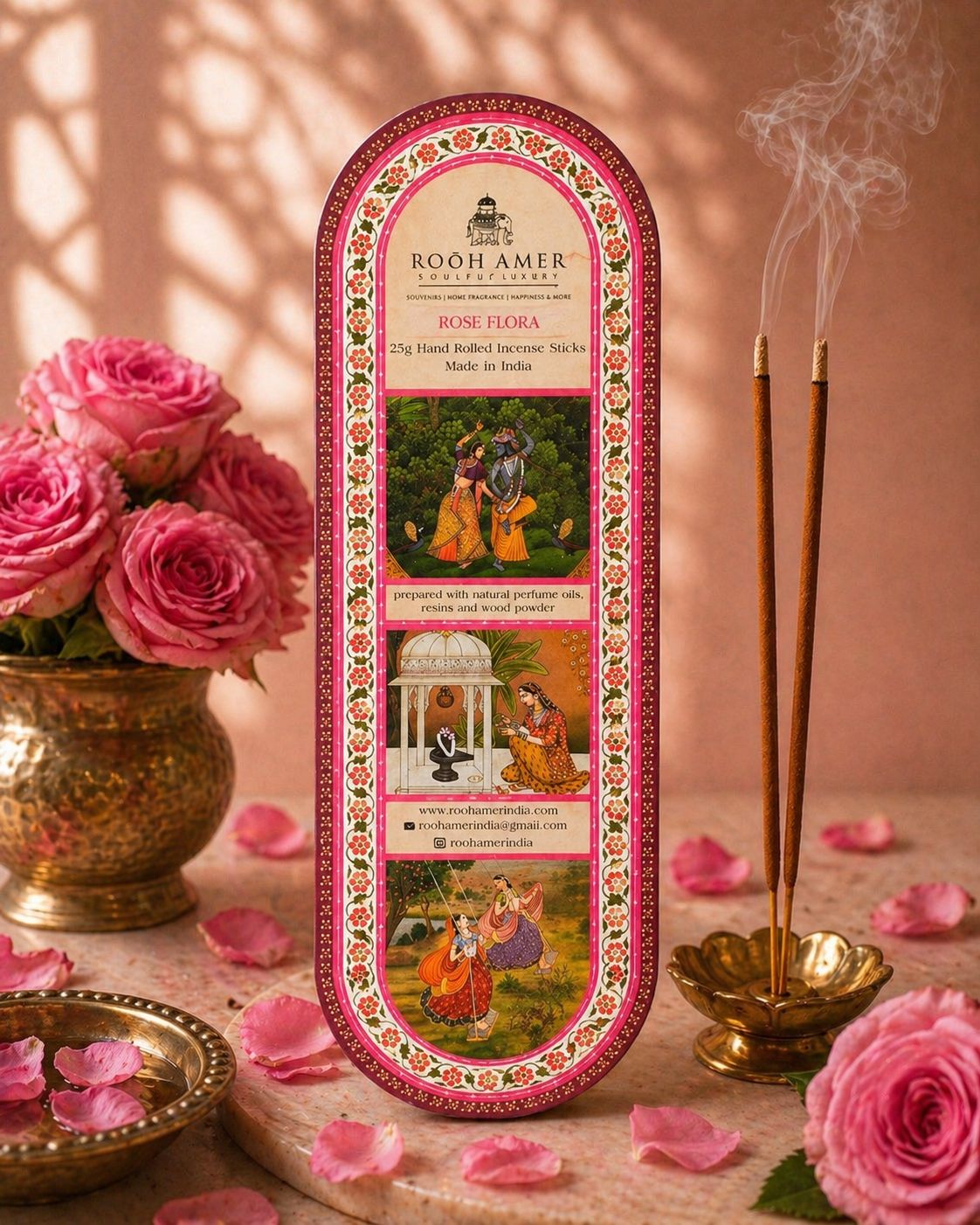 Rose flora Incense Sticks  -25g | Rooh Amer