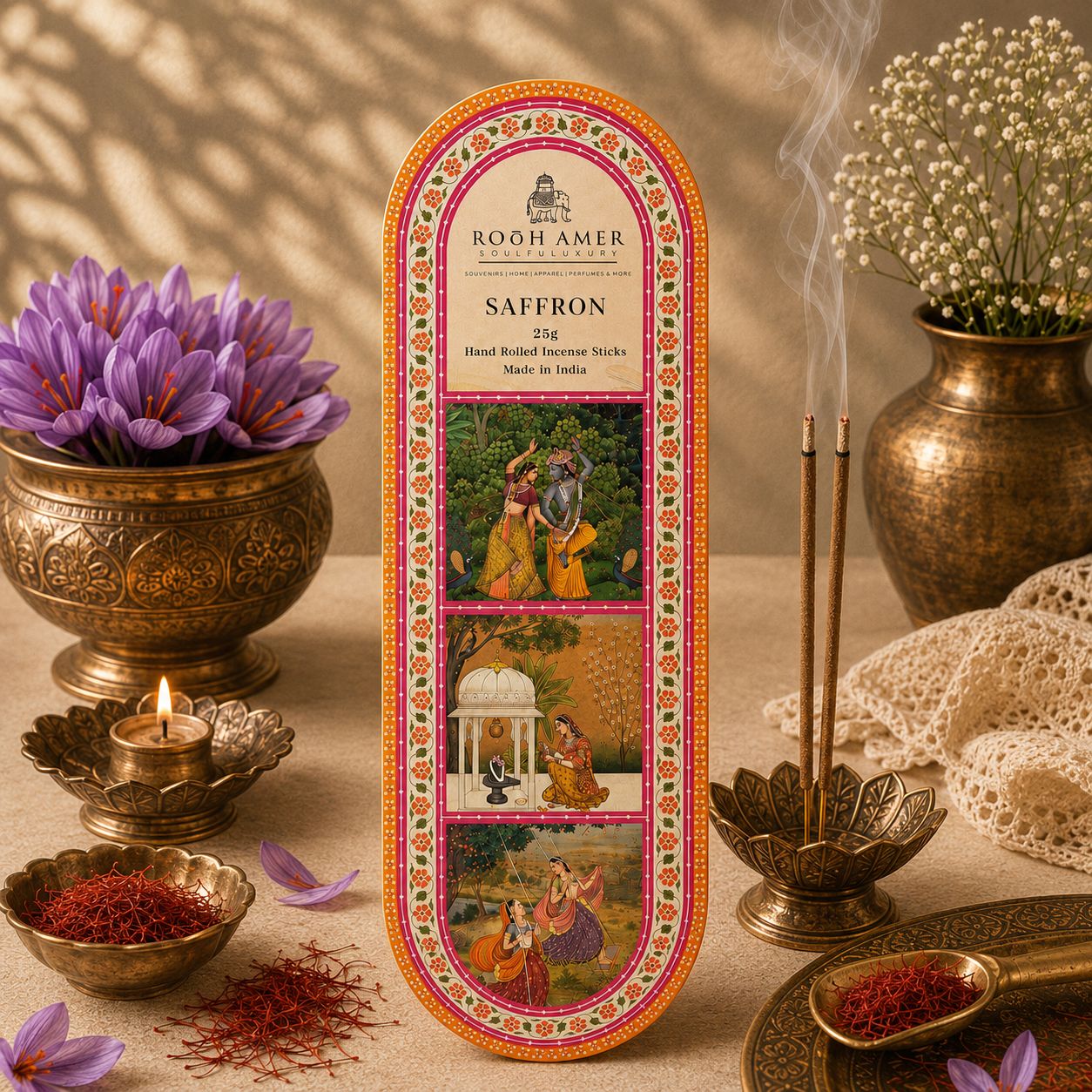 Saffron Incense Sticks  -25g | Rooh Amer